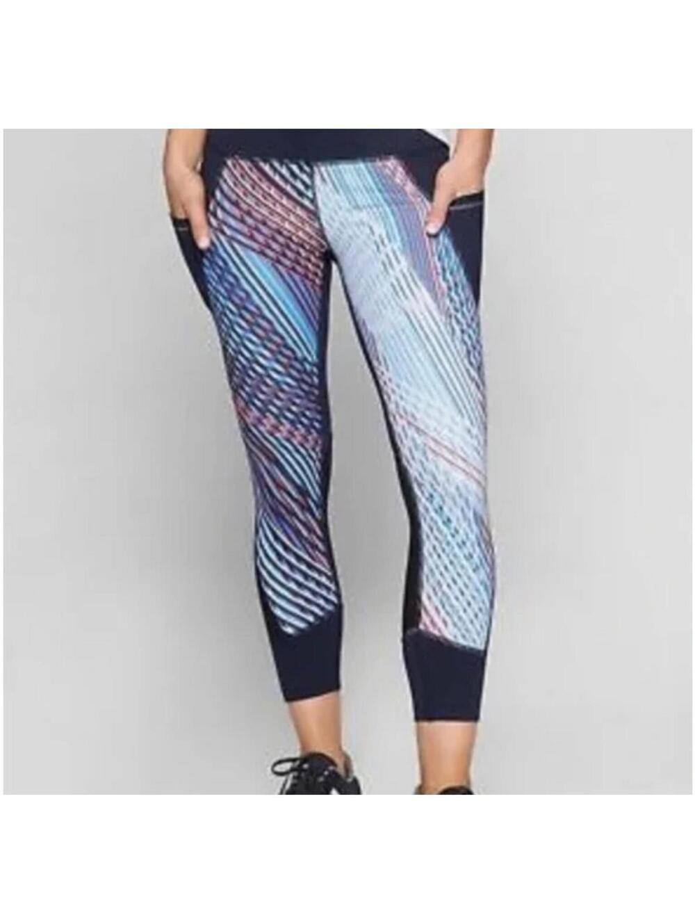 Athleta Printed Cropped Leggings Women’s Black Multicolor Athletic Pants Size L